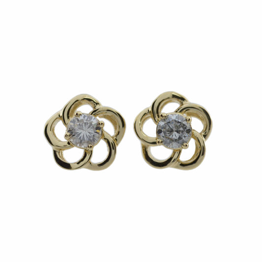 14Kt Gold 0.50 Ct Lab Grown Diamond Flower Stud Earrings