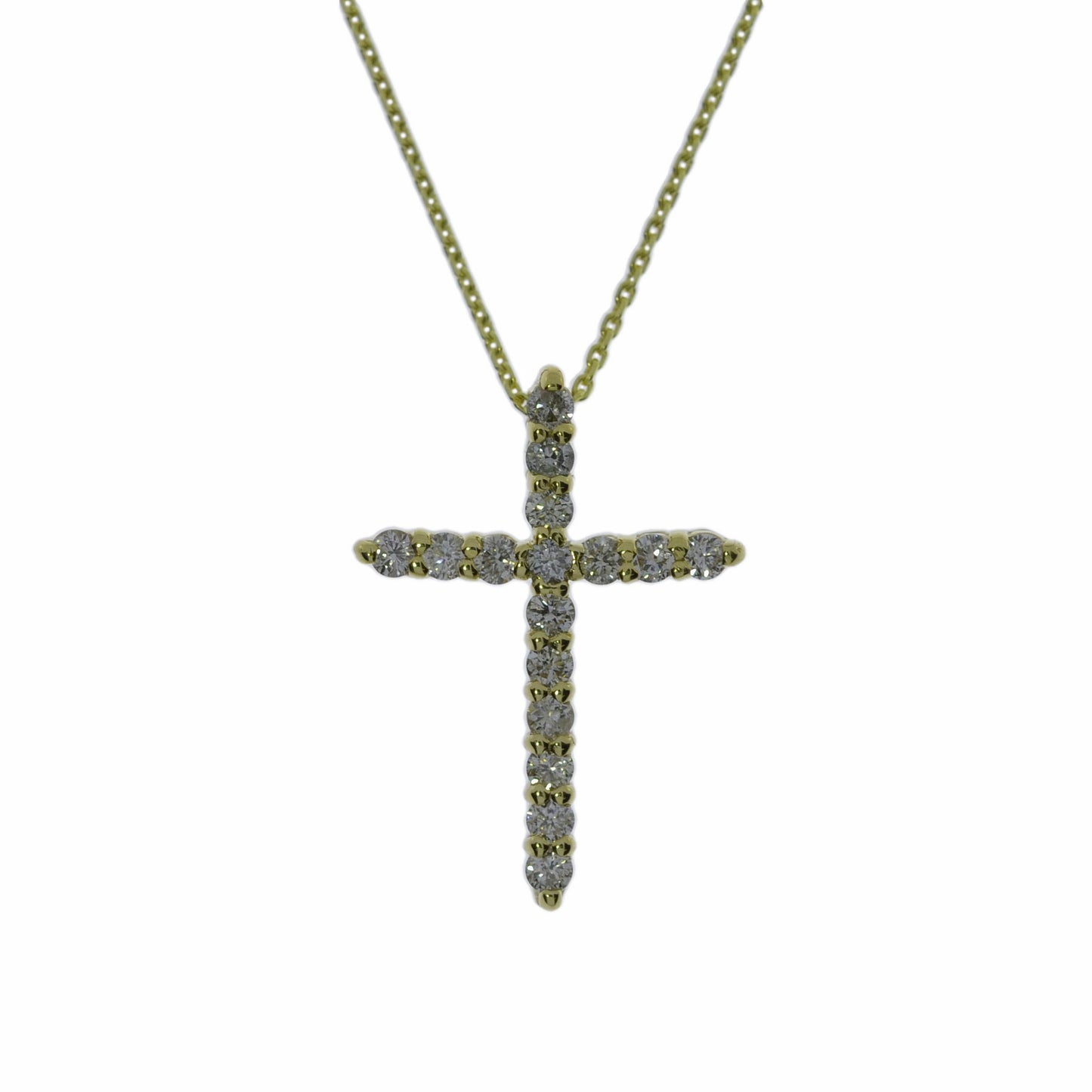 14Kt Gold 0.78 Ct Lab Grown Diamond Cross Pendant Necklace