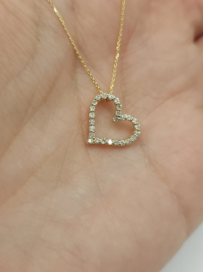 14Kt Gold 0.26 Ct Lab Grown Diamond Heart Pendant Necklace