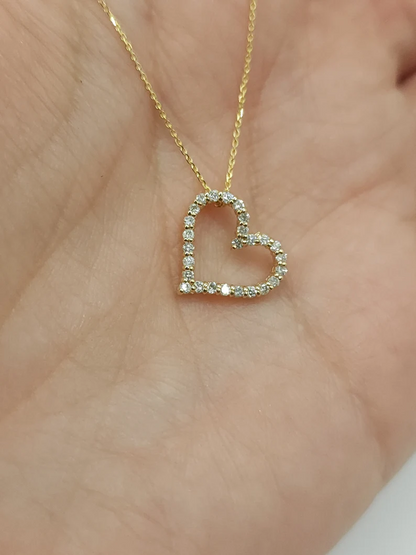 14Kt Gold 0.26 Ct Lab Grown Diamond Heart Pendant Necklace