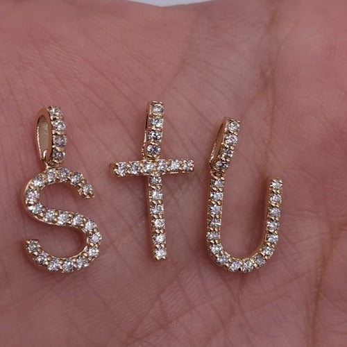 14Kt Gold Initial Letter 0.36 Ct Lab Grown Diamond Pendant