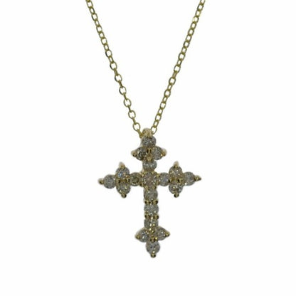 14Kt Gold 1 Ct Genuine Natural Diamond Cross Pendant Necklace