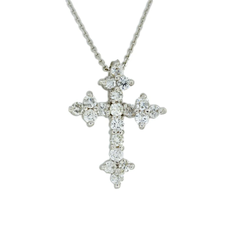 14Kt Gold 0.38 Ct Lab Grown Diamond Cross Pendant Necklace