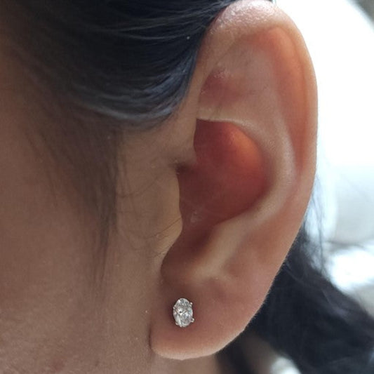 0.50 Ct Lab Grown Diamond Oval Stud Earrings .925 Sterling Silver