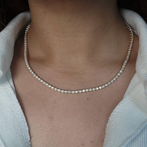 14Kt Gold 4 Ct Lab Grown Diamond Buttercup Tennis 16 inch Necklace