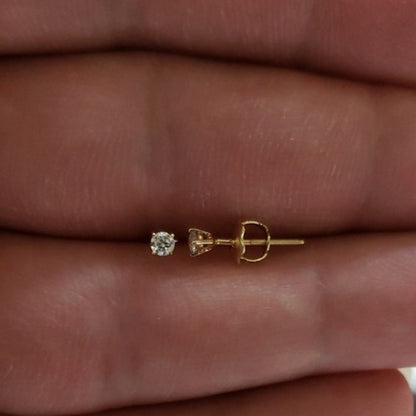 14Kt Gold 0.10Ct Baby Girl First Lab Grown Diamond Stud Earrings