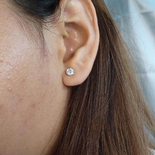 14Kt Gold 3 Prong Martini 1Ct Lab Grown Diamond Stud Earrings