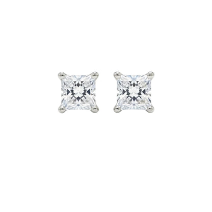 14Kt Gold 0.25 Ct Princess Cut Lab Grown Diamond Stud Earrings
