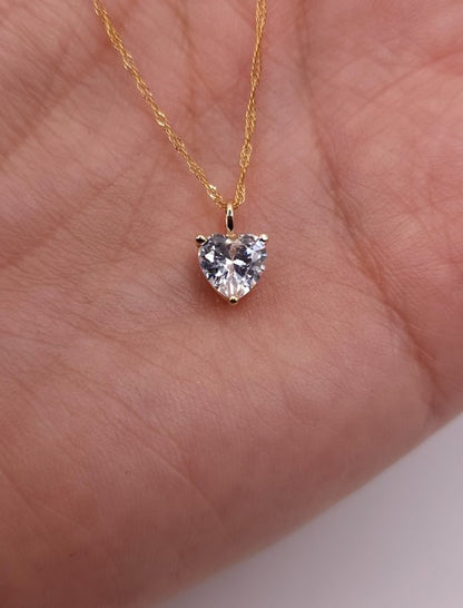 14Kt Gold Natural Aquamarine Heart Pendant Necklace