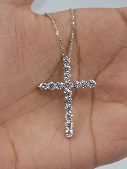 14Kt Gold 2 Ct Lab Grown Diamond Cross Pendant Necklace