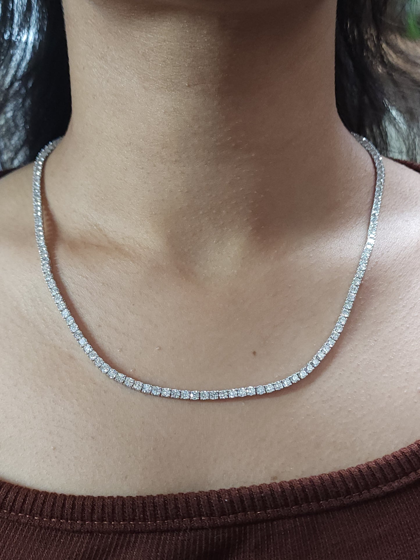 14Kt Gold 10 Ct 17-inch Lab Grown Diamond Tennis Necklace