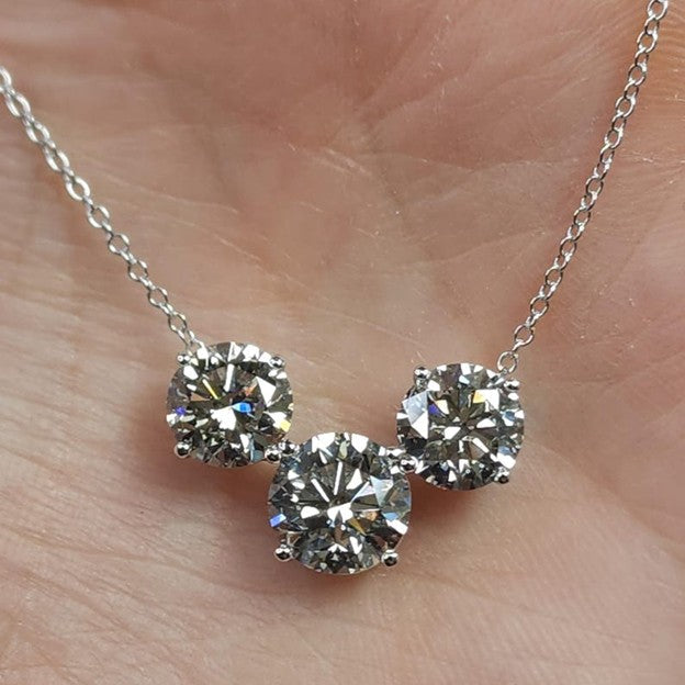 14Kt Gold 7 Ct 3 Stone Lab Grown Diamond Pendant