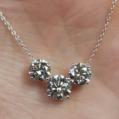 14Kt Gold 7 Ct 3 Stone Lab Grown Diamond Pendant