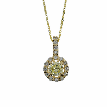 14K Gold 0.98 Ct Lab Grown Diamond Halo Solitaire Pendant Necklace