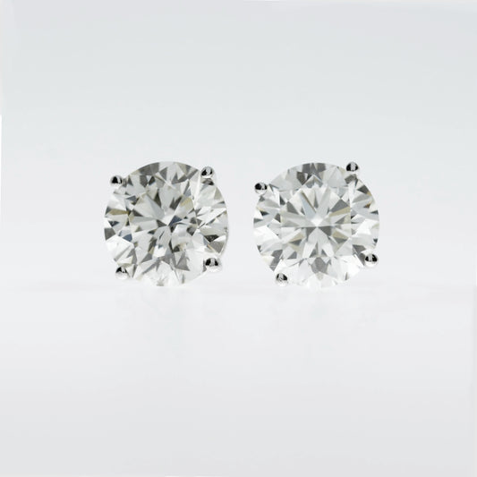 14Kt Gold 4 Ct Lab Grown Diamond IGI Certified Round Stud Earrings