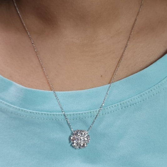 14Kt Gold 3.50 Ct Lab Grown Diamond Cluster Necklace