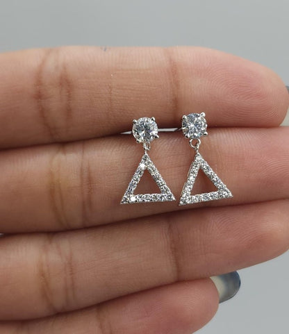 14Kt Gold 0.78 Ct Lab Grown Open Triangle Diamond Dangle Stud Earrings