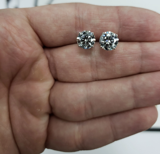 14Kt Gold 7 Ct Lab Grown Diamond IGI Certified Stud Earrings
