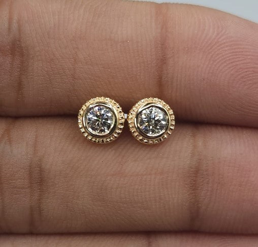 14Kt Gold 0.30 Ct Lab Grown Diamond Bezel Stud Earrings