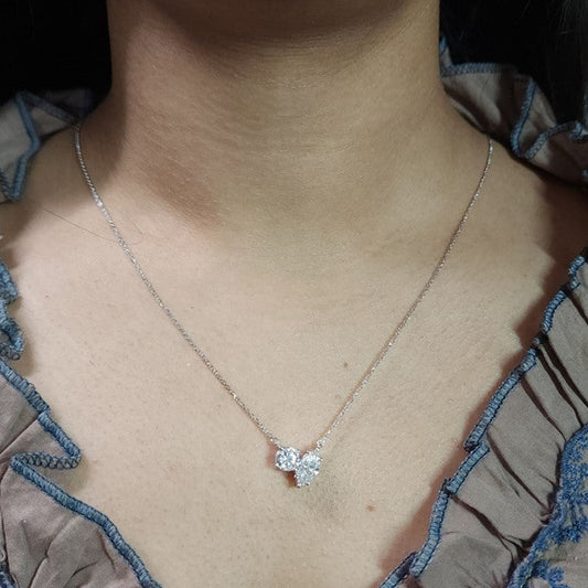 14Kt Gold 1.50 Ct 2 Stone Marquise & Round Lab Grown Diamond Necklace