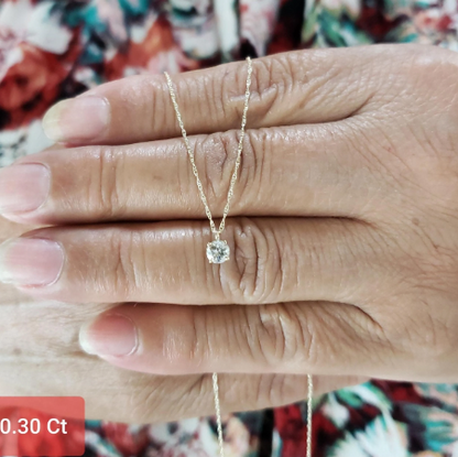 14Kt Gold 0.30 Ct Lab Grown Diamond Pendant Necklace