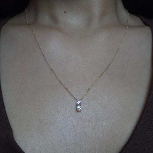 14Kt Gold 0.30 Ct 2 Stone Lab Grown Diamond Pendant