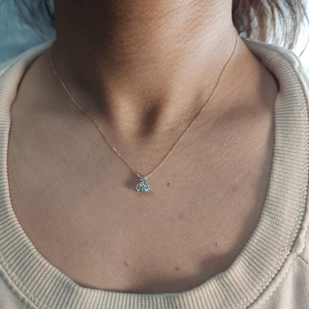 14Kt Gold 0.50 Ct 3 Stone Lab Grown Diamond Pendant