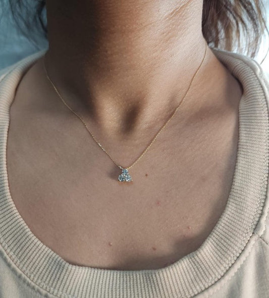 14Kt Gold 0.50 Ct 3 Stone Lab Grown Diamond Pendant