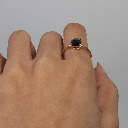 14Kt Gold 1 Ct Natural Rose Cut Black Diamond Ring