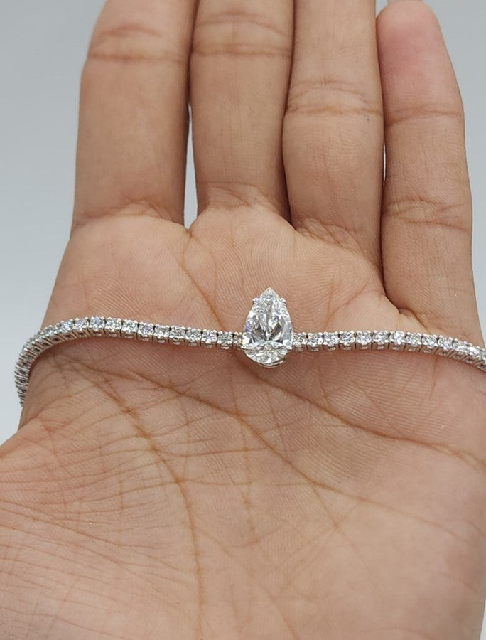 14Kt Gold 4.25 Ct Teardrop Lab Grown Diamond Tennis Bracelet