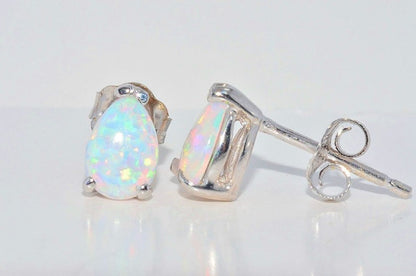 14Kt Gold Opal Teardrop October Birthstone Stud Earrings