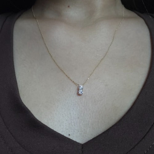14Kt Gold 0.30 Ct 2 Stone Lab Grown Diamond Pendant