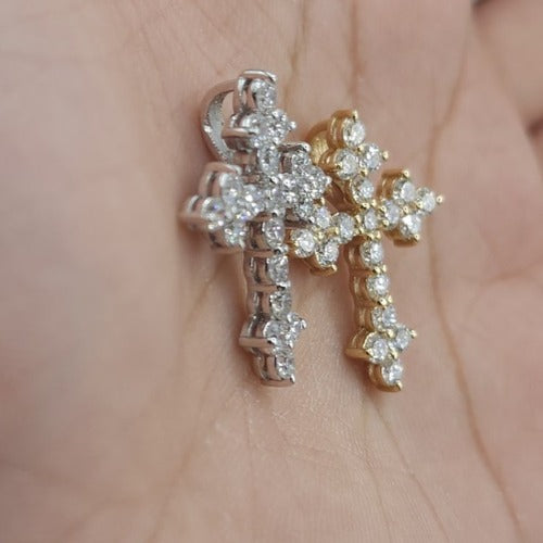 14Kt Gold 1 Ct Genuine Natural Diamond Cross Pendant Necklace
