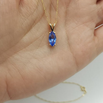 14Kt Gold Tanzanite Marquise Pendant