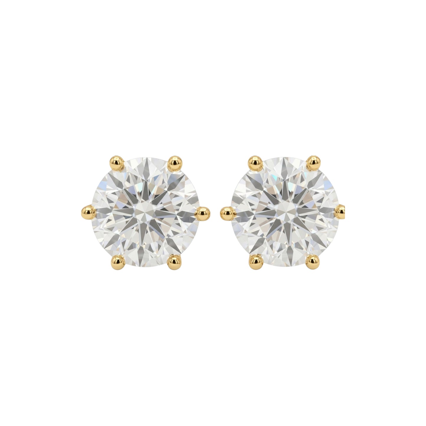 14Kt Gold 5 Ct 6 Prong Lab Grown Diamond Stud Earrings