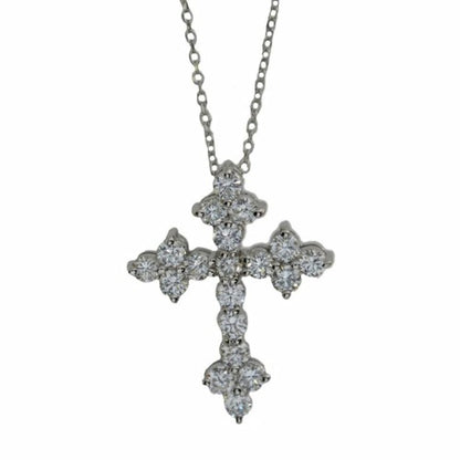14Kt Gold 1 Ct Genuine Natural Diamond Cross Pendant Necklace