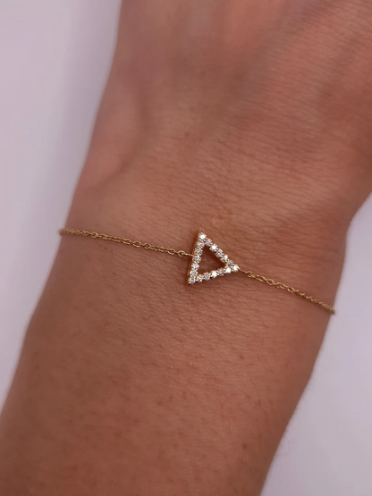 14Kt Gold Lab Grown Diamond Open Triangle Bracelet