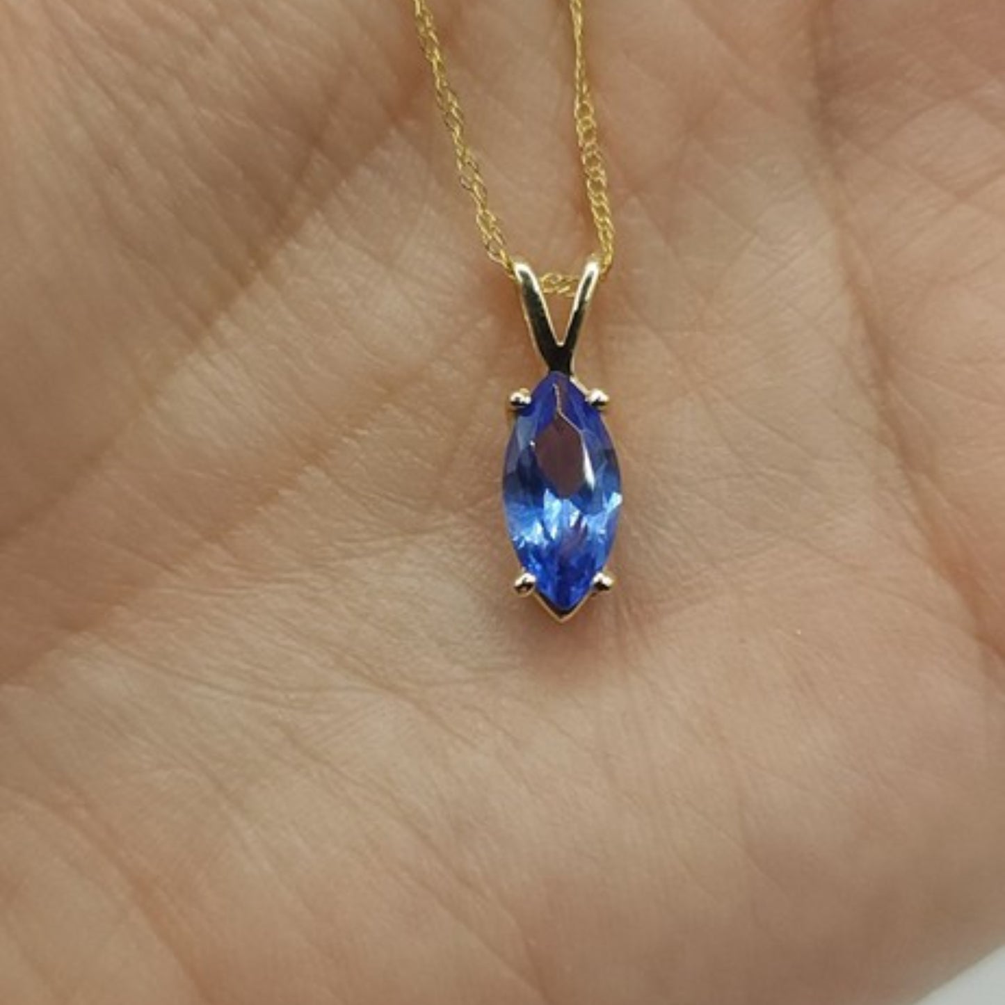 14Kt Gold Tanzanite Marquise Pendant