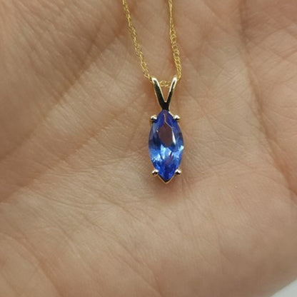14Kt Gold Tanzanite Marquise Pendant