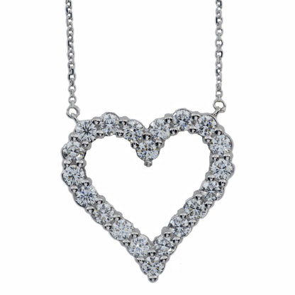 14Kt Gold 2.50 Ct Lab Grown Diamond Open Heart Necklace