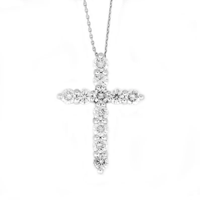 14Kt Gold 1 Ct Lab Grown Diamond Cross Pendant Necklace