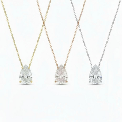 14Kt Gold 3 Ct IGI Certified Pear Shape Lab Grown Diamond Solitaire Pendant