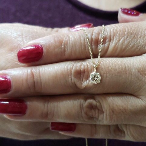 14Kt Gold 0.60 Ct Lab Grown Diamond Solitaire Pendant Necklace