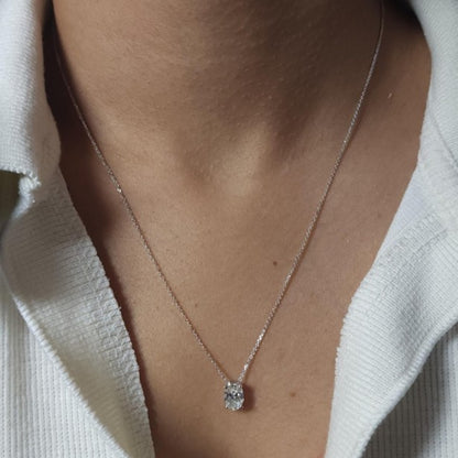 14Kt Gold 0.80 Ct Oval Lab Grown Diamond Solitaire Pendant