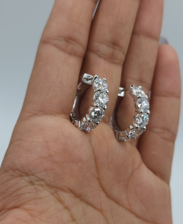 14Kt Gold 5 Ct Lab Grown Diamond Huggie Hoop Earrings