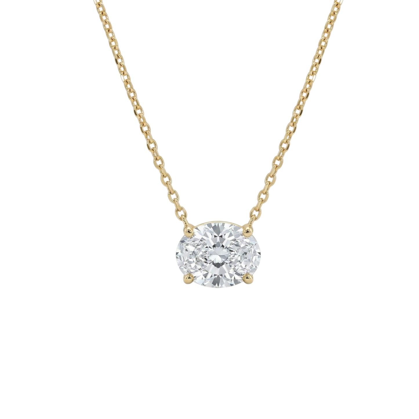 14Kt Gold 0.50 Ct Oval Lab Grown Diamond Solitaire Pendant