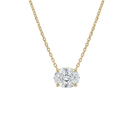 14Kt Gold 0.50 Ct Oval Lab Grown Diamond Solitaire Pendant