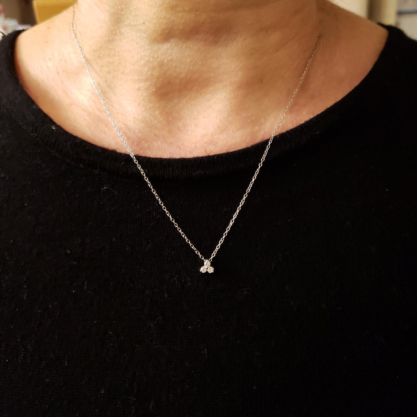 14Kt Gold 0.12 Ct Lab Grown Diamond 3 Stone Pendant Necklace