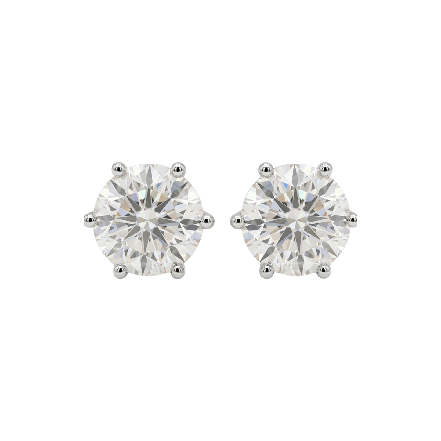 14Kt Gold 5 Ct 6 Prong Lab Grown Diamond Stud Earrings