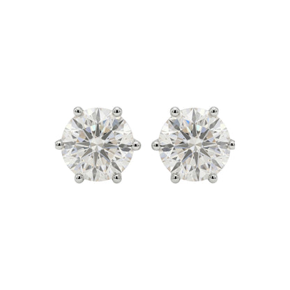 14Kt Gold 5 Ct 6 Prong Lab Grown Diamond Stud Earrings
